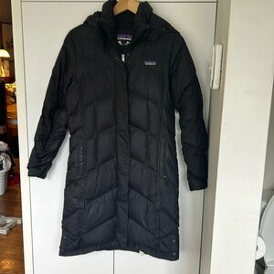 Long down coat puffer black XS Patagonia 600 fill “Down With It Parka”